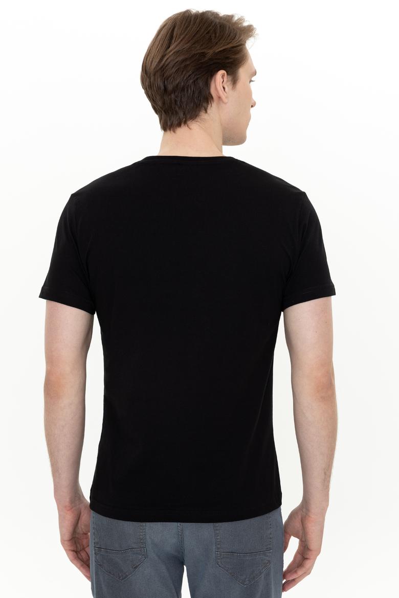 Erkek Siyah Bisiklet Yaka T-Shirt - 50247332023