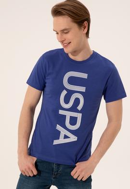 Erkek Mavi Bisiklet Yaka T-Shirt - 50247332205