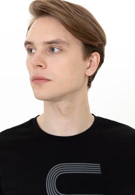 Erkek Siyah Bisiklet Yaka T-Shirt - 50247332023