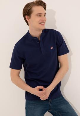 Erkek Lacivert Hakim Yaka T-Shirt - 50247366017