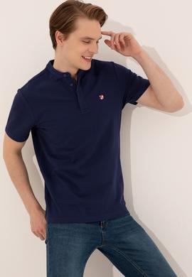 Erkek Lacivert Hakim Yaka T-Shirt - 50247366017