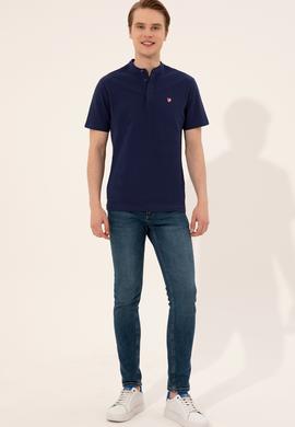 Erkek Lacivert Hakim Yaka T-Shirt - 50247366017