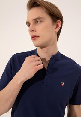 Erkek Lacivert Hakim Yaka T-Shirt - 50247366017