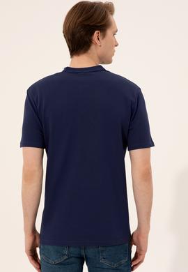 Erkek Lacivert Hakim Yaka T-Shirt - 50247366017