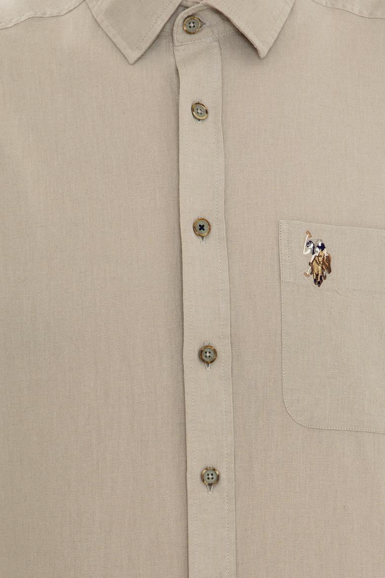 Erkek Haki Kısa Kollu Gömlek - 50249523027