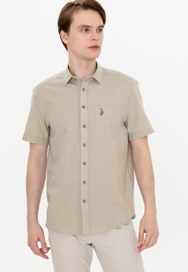Erkek Haki Kısa Kollu Gömlek - 50249523027