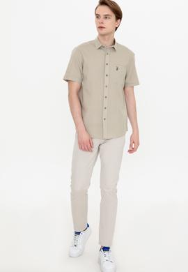 Erkek Haki Kısa Kollu Gömlek - 50249523027