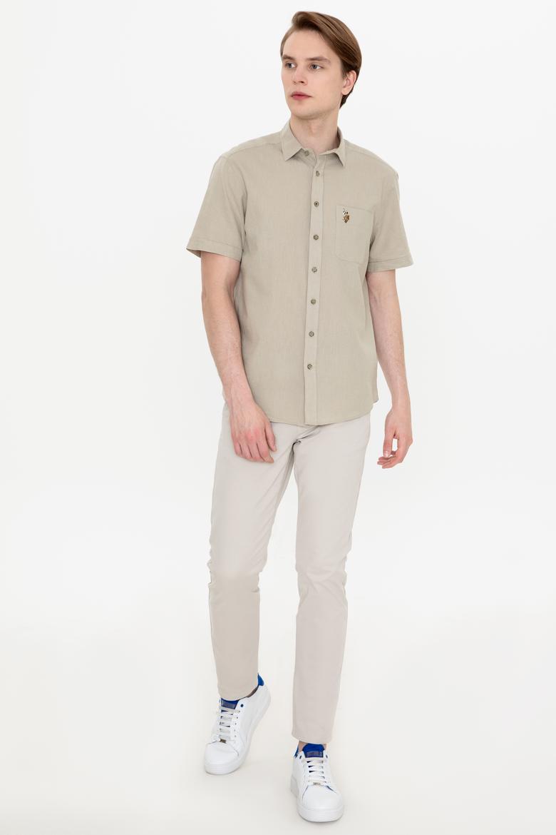 Erkek Haki Kısa Kollu Gömlek - 50249523027