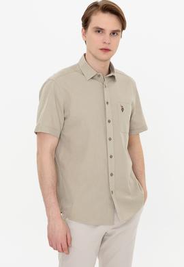 Erkek Haki Kısa Kollu Gömlek - 50249523027