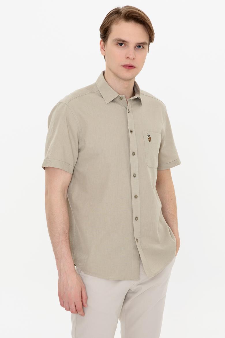 Erkek Haki Kısa Kollu Gömlek - 50249523027
