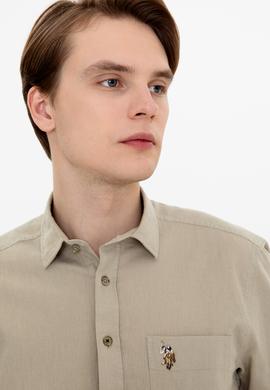 Erkek Haki Kısa Kollu Gömlek - 50249523027