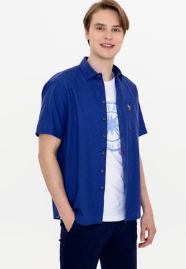 Erkek Mavi Kısa Kollu Gömlek - 50249523097