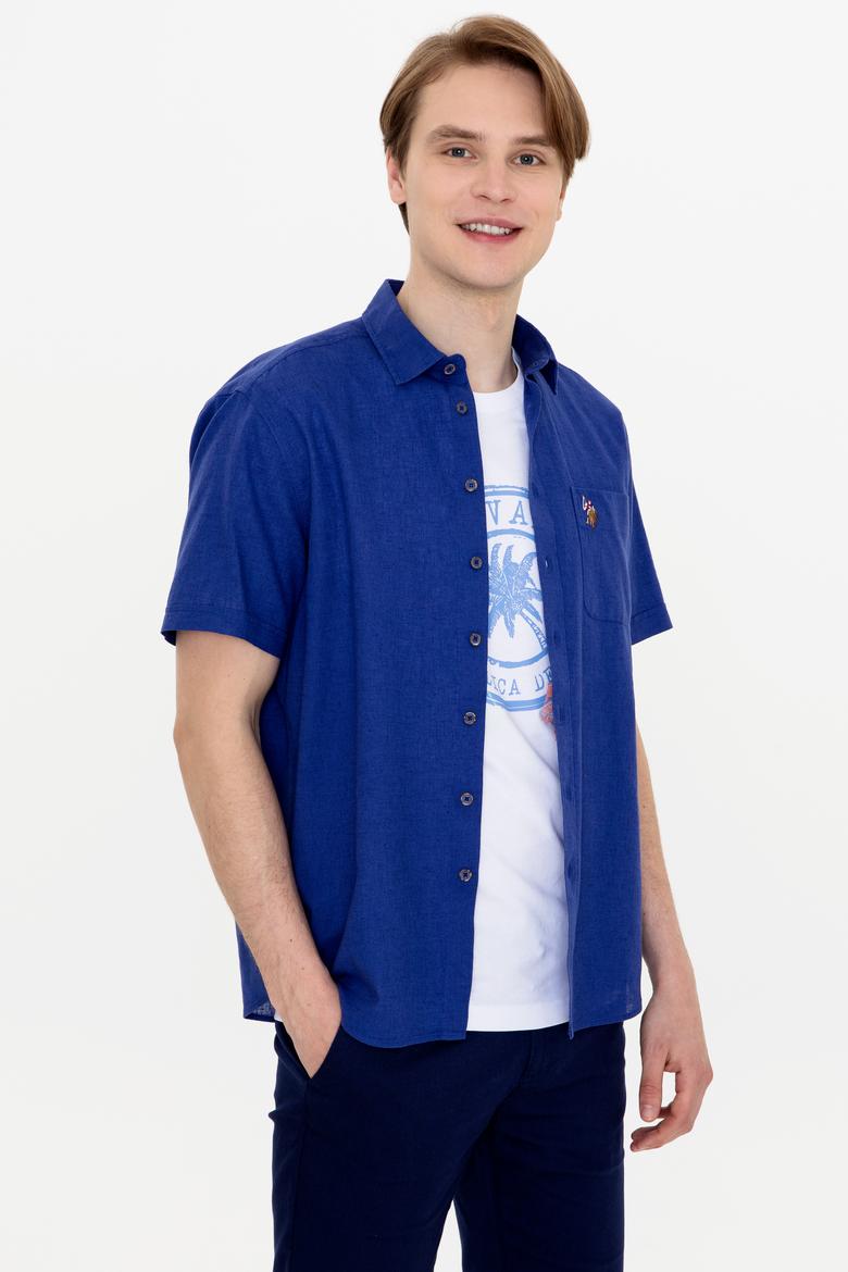 Erkek Mavi Kısa Kollu Gömlek - 50249523097