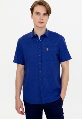 Erkek Mavi Kısa Kollu Gömlek - 50249523097