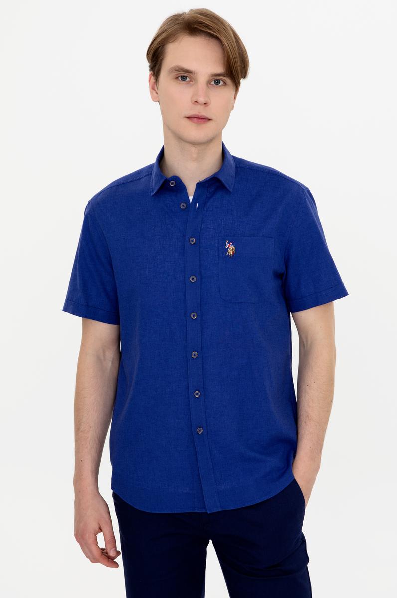 Erkek Mavi Kısa Kollu Gömlek