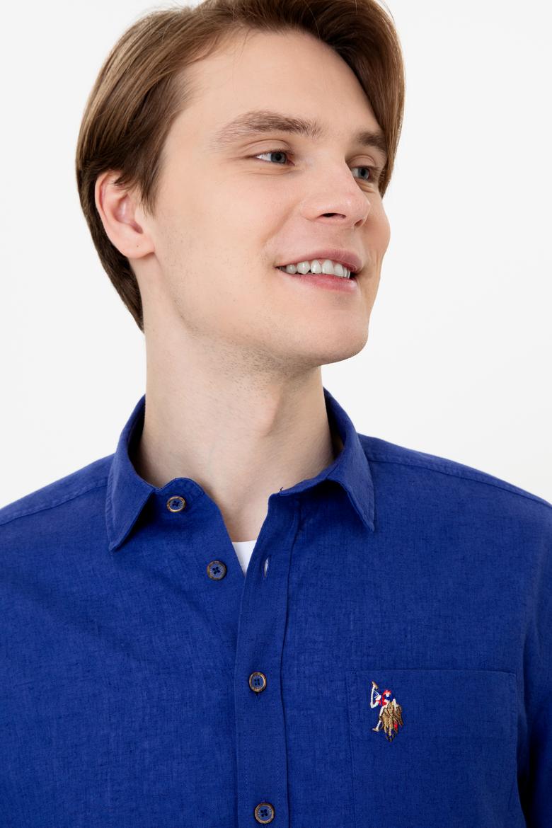 Erkek Mavi Kısa Kollu Gömlek - 50249523097