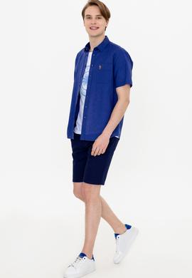 Erkek Mavi Kısa Kollu Gömlek - 50249523097