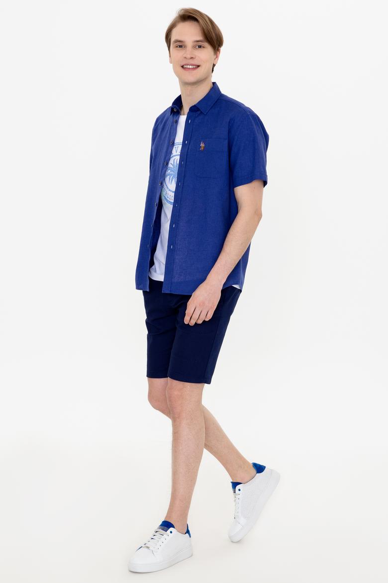Erkek Mavi Kısa Kollu Gömlek - 50249523097