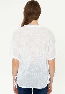 Kadın Manolya Bisiklet Yaka Tişört - 50248825004