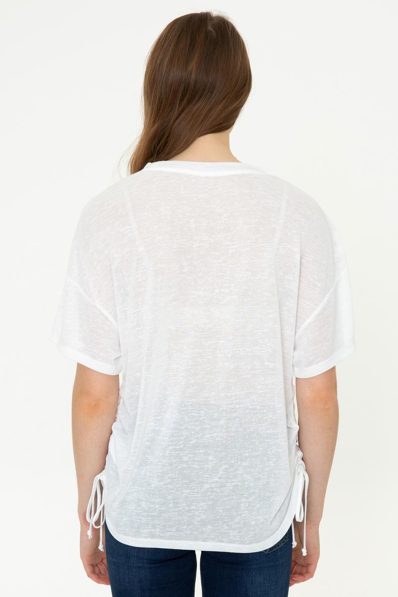 Kadın Manolya Bisiklet Yaka Tişört - 50248825004