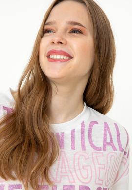 Kadın Manolya Bisiklet Yaka Tişört - 50248825004