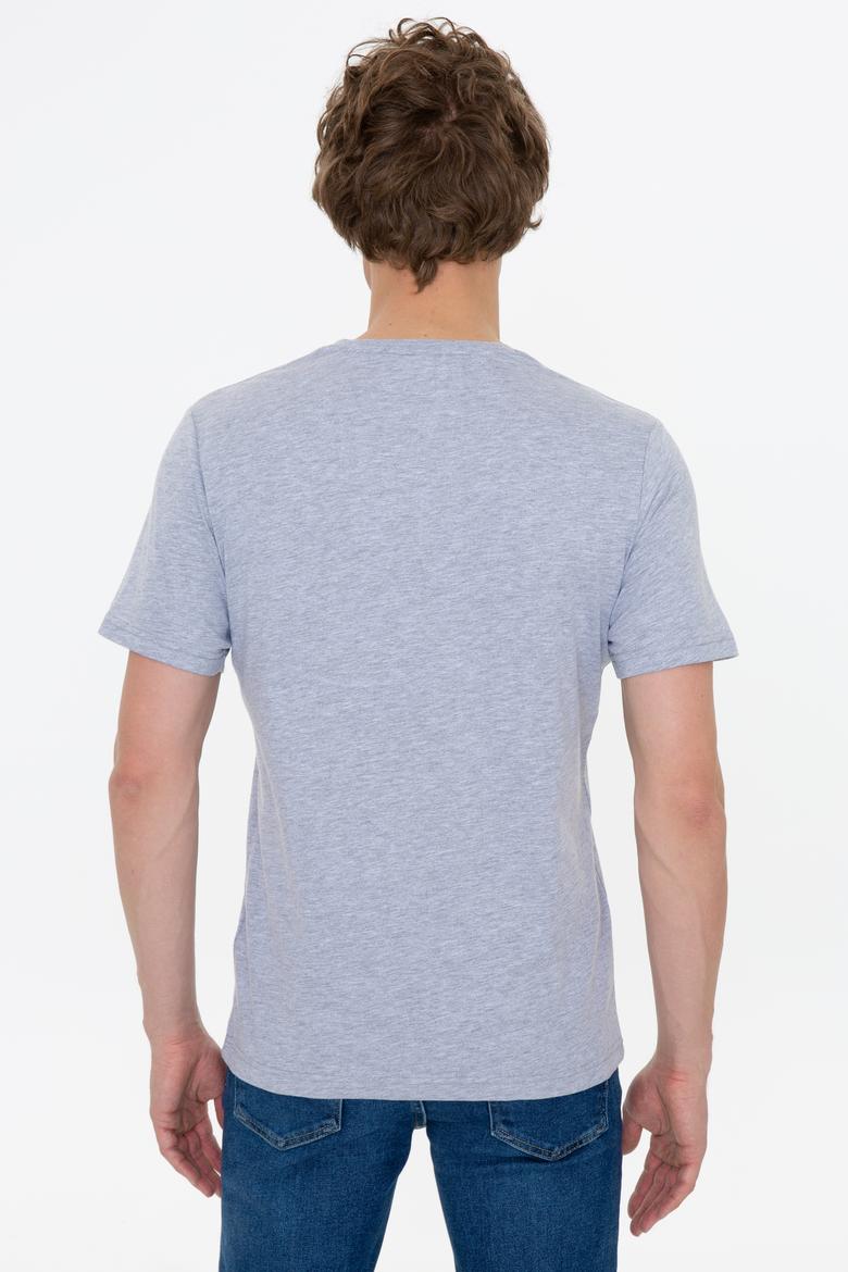 Erkek Gri Melanj Basic V Yaka Tişört - 50249152021