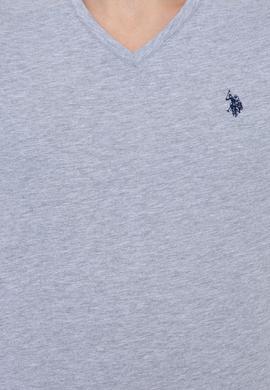 Erkek Gri Melanj Basic V Yaka Tişört - 50249152021