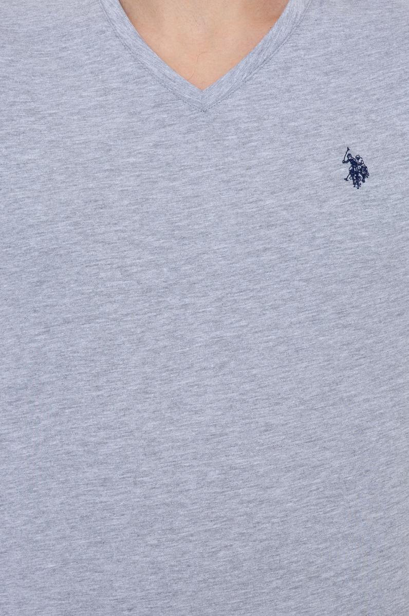 Erkek Gri Melanj Basic V Yaka Tişört