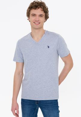 Erkek Gri Melanj Basic V Yaka Tişört - 50249152021