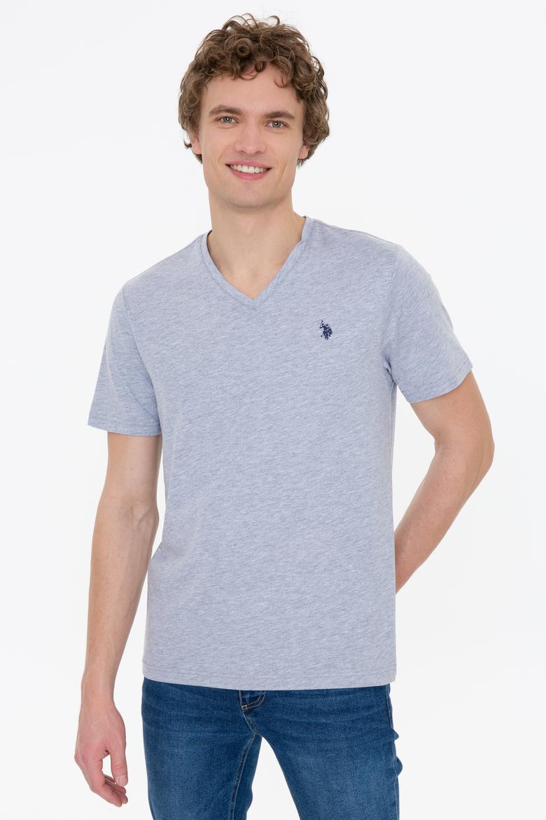 Erkek Gri Melanj Basic V Yaka Tişört - 50249152021