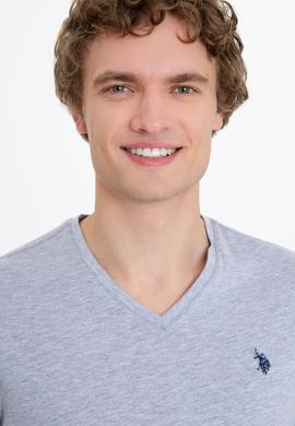 Erkek Gri Melanj Basic V Yaka Tişört - 50249152021