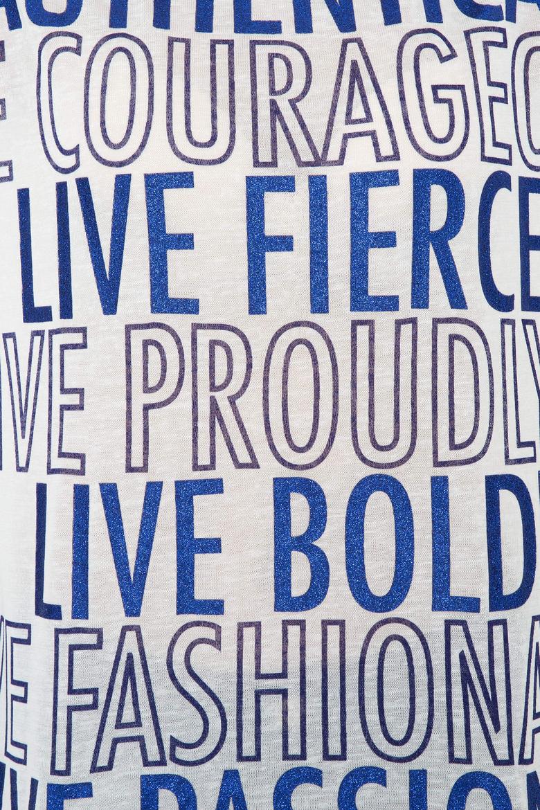 Kadın Mavi Bisiklet Yaka Tişört - 50248825010