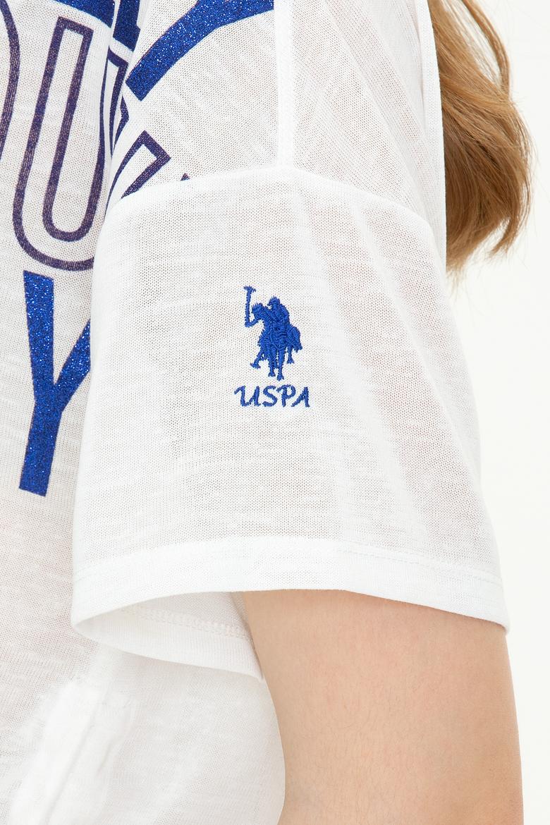 Kadın Mavi Bisiklet Yaka Tişört - 50248825010