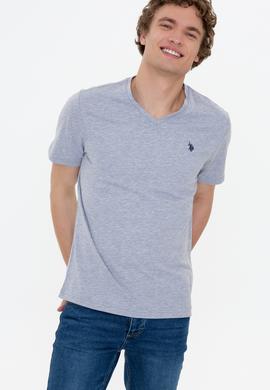 Erkek Gri Melanj Basic V Yaka Tişört - 50249152021
