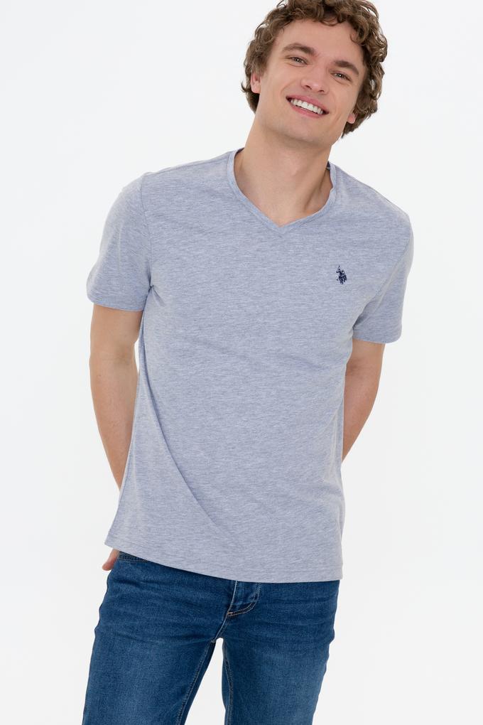 Erkek Gri Melanj Basic V Yaka Tişört