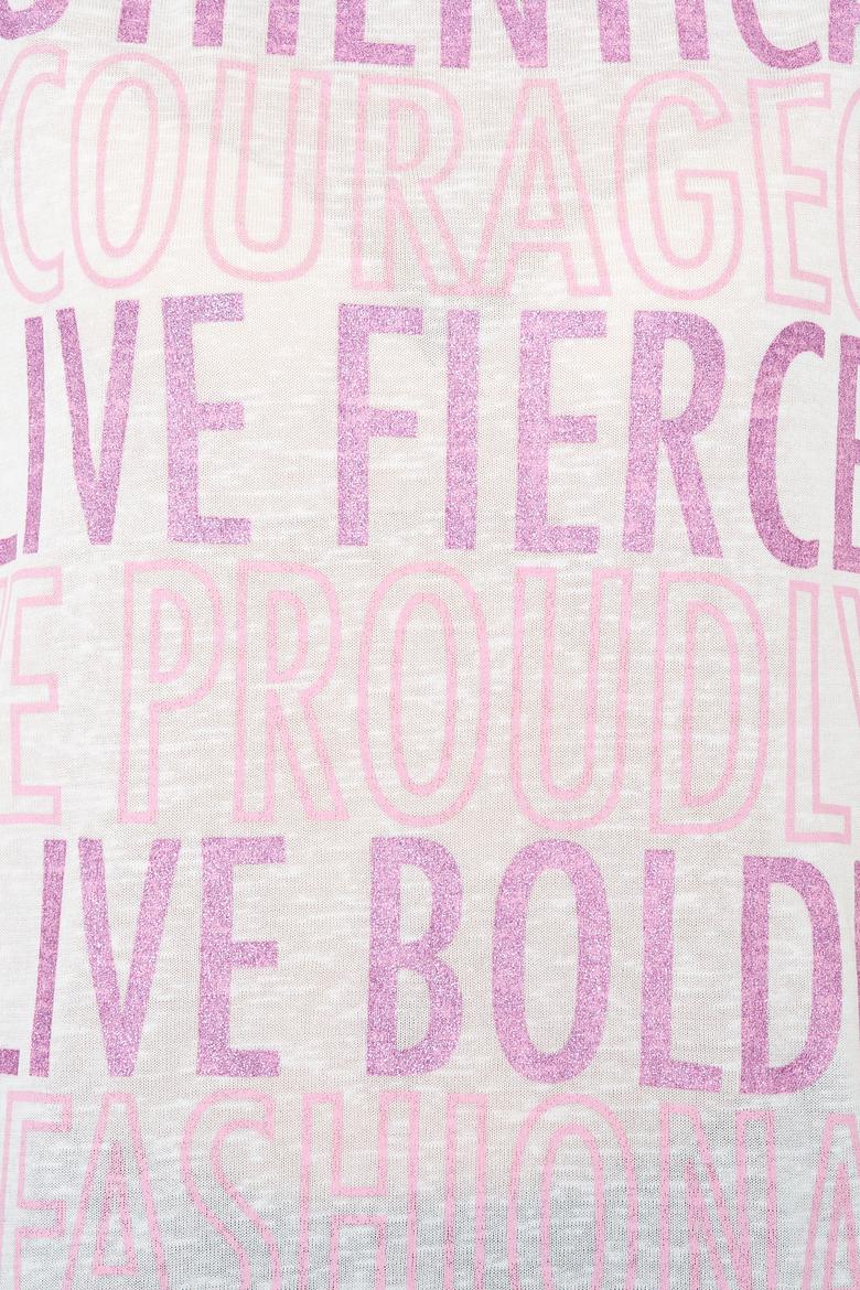 Kadın Manolya Bisiklet Yaka Tişört - 50248825004