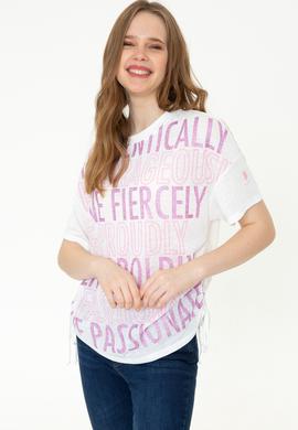 Kadın Manolya Bisiklet Yaka Tişört - 50248825004