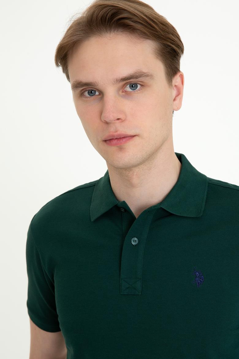 Erkek Koyu Yeşil Polo Yaka Basic T-Shirt - 50249149222