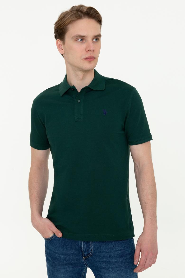 Erkek Koyu Yeşil Polo Yaka Basic T-Shirt - 50249149222