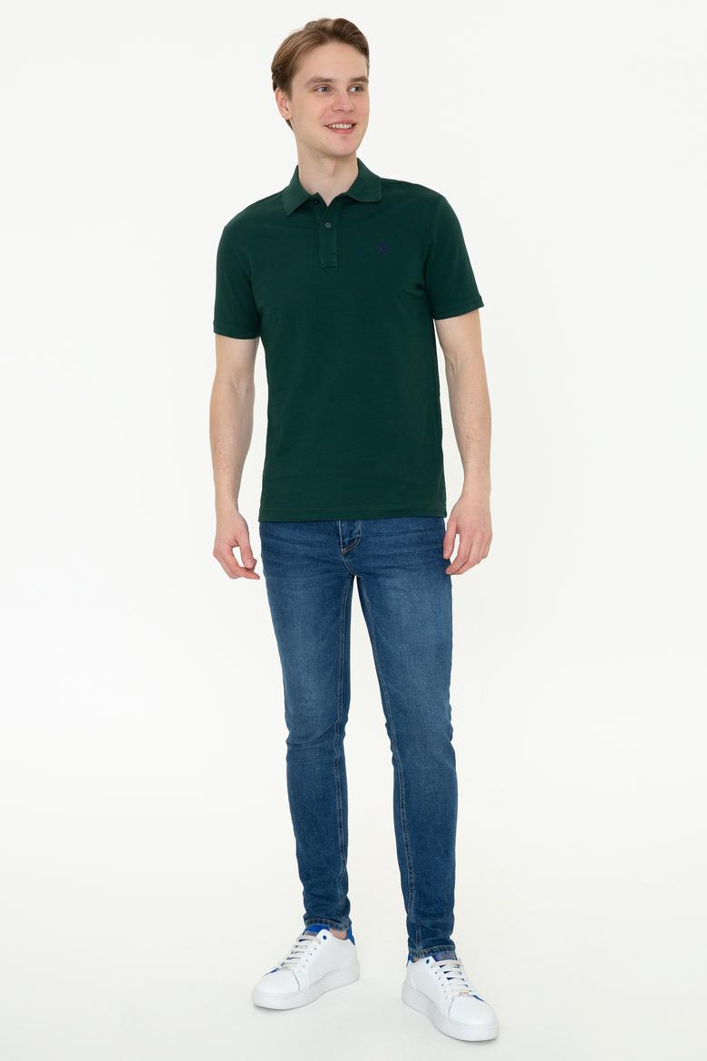 Erkek Koyu Yeşil Polo Yaka Basic T-Shirt - 50249149222