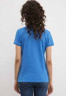 Kadın Kobalt Mavi Basic Polo Yaka Tişört - 50217591106