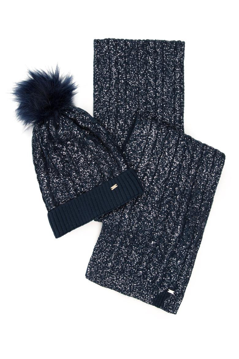 Kadın Lacivert Kaşkol Bere Takım