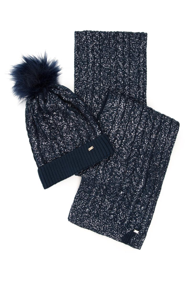 Kadın Lacivert Kaşkol Bere Takım