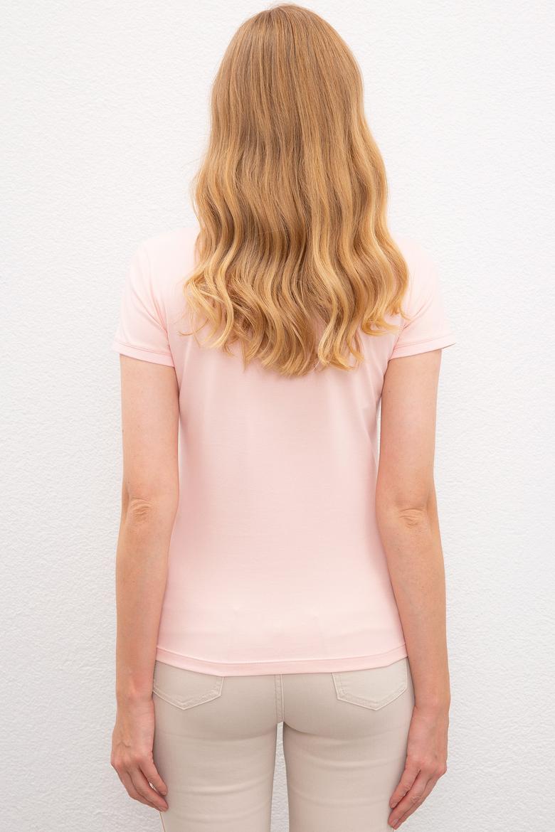 Kadın Açık Pembe Basic Polo Yaka Tişört - 50222743106
