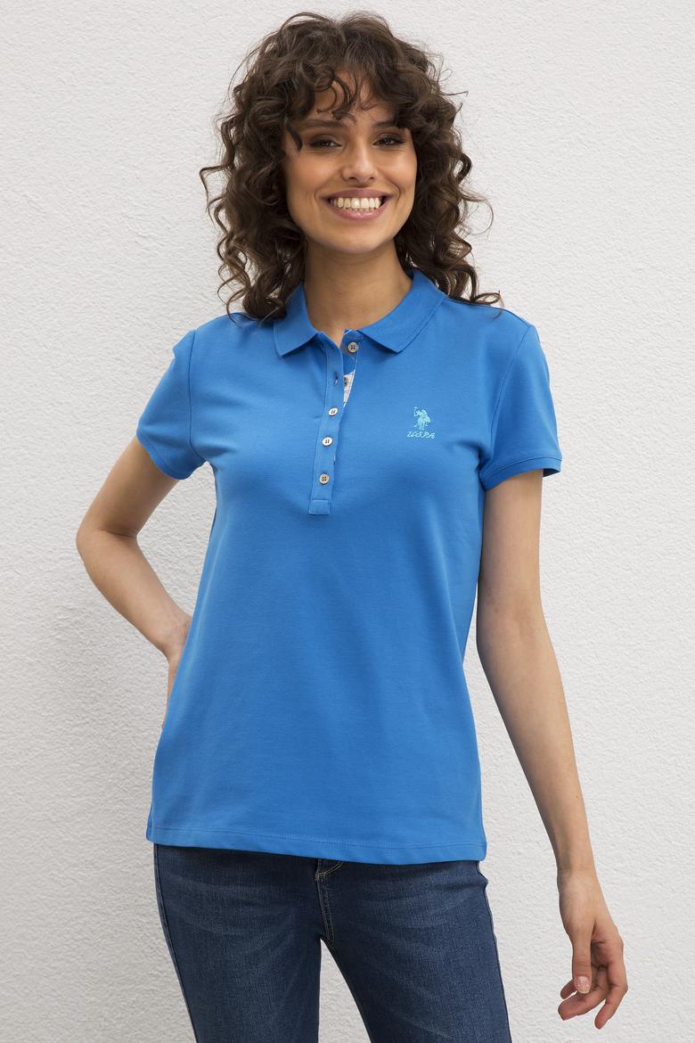 Kadın Kobalt Mavi Basic Polo Yaka Tişört - 50217591106