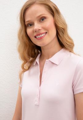 Kadın Lila Basic Polo Yaka Tişört - 50222743092