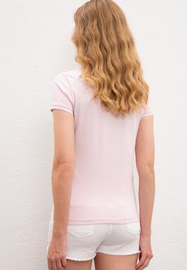 Kadın Lila Basic Polo Yaka Tişört - 50222743092