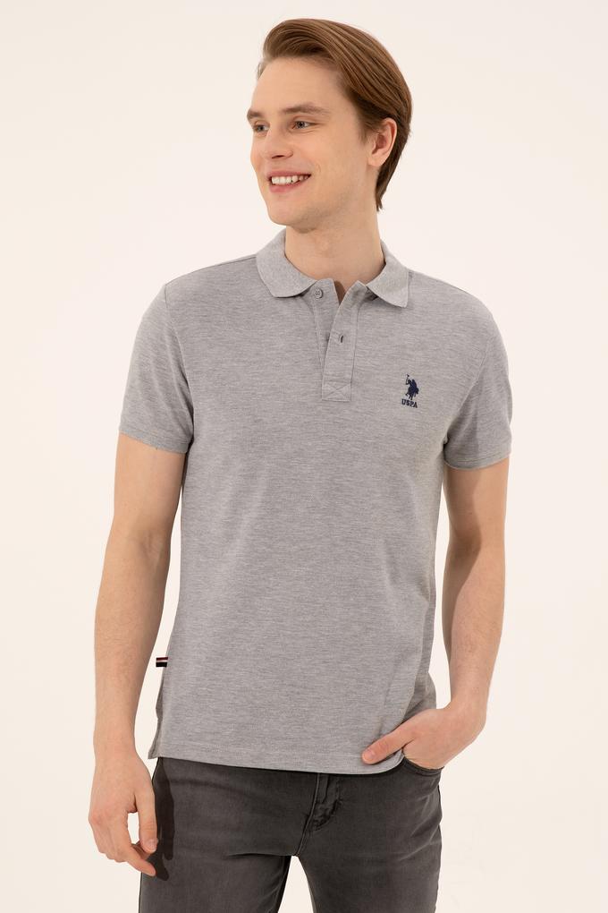 Erkek Gri Melanj Basic Polo Yaka Tişört