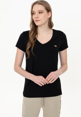 Kadın Siyah V Yaka Basic Tişört - 50246033005