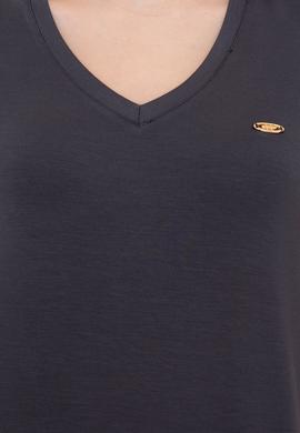Kadın Antrasit V Yaka Basic Tişört - 50246033031